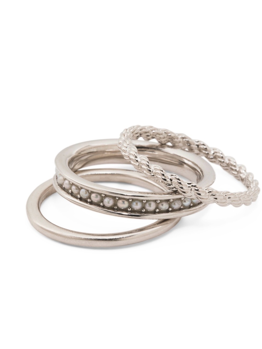 Kendra Scott Silver-Tone & White Pearl Stackable Ring Set